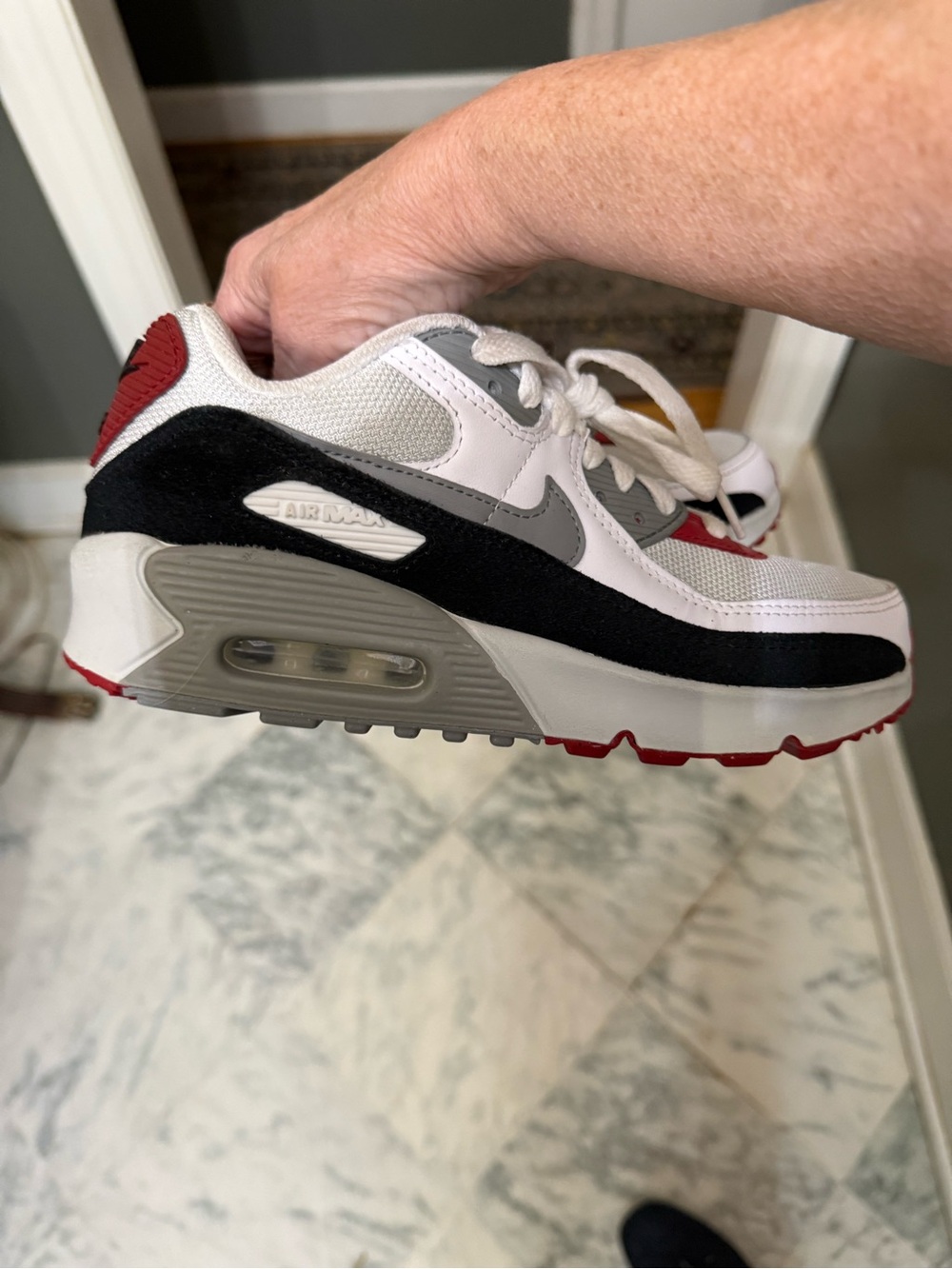 Nike Kids White, Black, Gray & Red Air Max Style Sneakers